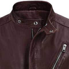 Men’s Slim Fit Burgundy Leather Jacket