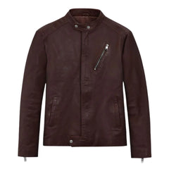 Men’s Slim Fit Burgundy Leather Jacket