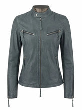 Men’s Slim Fit Grey Leather Jacket Front