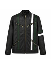 Men’s Striped Leather Jacket Front