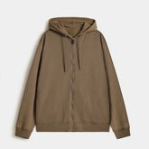 Men's Khaki Oversized Zip-Up Hoodie