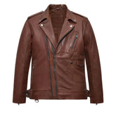 Men’s Tan Asymmetrical Leather Jacket