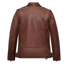 Men’s Tan Asymmetrical Leather Jacket