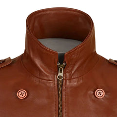 Men’s Tan Brown Vintage Leather Jacket: