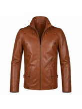 Men’s Tan Brown Vintage Leather Jacket Front