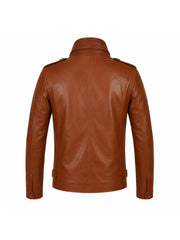 Men’s Tan Brown Vintage Leather Jacket Back