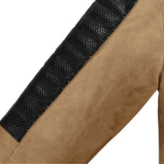 Men’s Tan Leather Jacket with Black Shoulder Panels