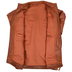Men's Tan Quilted Leather Biker Jacket
