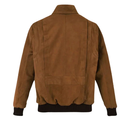 Men’s Tan Suede Leather Bomber Jacket