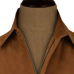 Men’s Tan Suede Leather Bomber Jacket