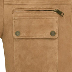 Men’s Tan Suede Leather Bomber Jacket