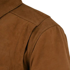 Men’s Tan Suede Leather Bomber Jacket