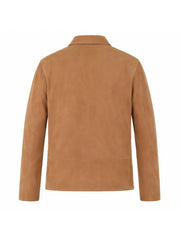 Men’s Tan Suede Leather Jacket Back