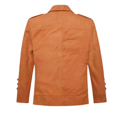 Men’s Tan Suede Button up Style Leather Jacket