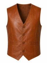 Men's Tan Tudor Leather Vest
