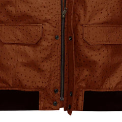 Men’s Textured Brown Leather Jacket with Flap Pockets