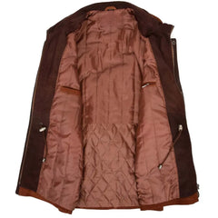 Men’s Two-Tone Suede Leather Parka Coat