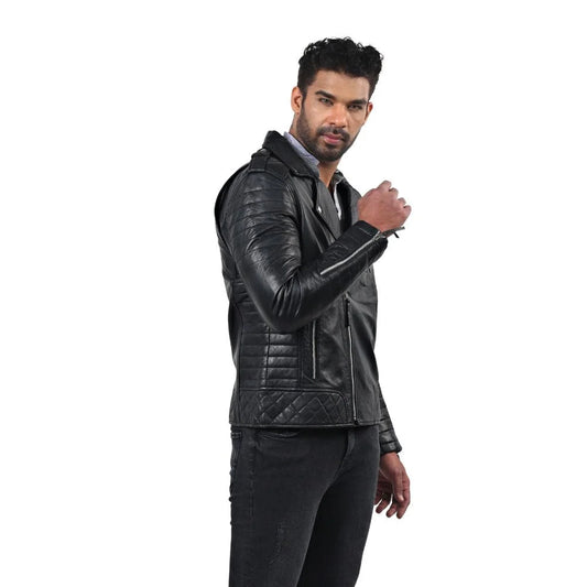 Men's Vintage Style Quilted Leather Jacket
