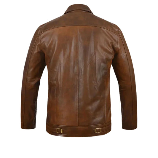 Men’s Vintage Brown Four-Pocket Leather Jacket