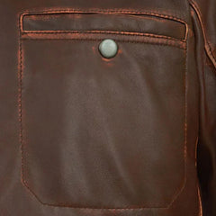 Men’s Vintage Brown Leather Shirt Collar Jacket