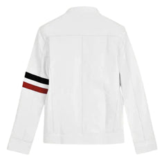 Men’s White Modern Leather Jacket
