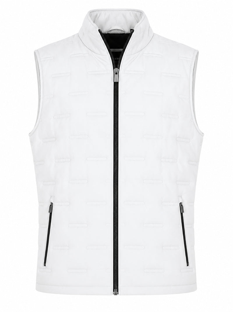 Men's White Quilted Leather Vest