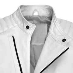Men’s White Quilted Stylish Leather Jacket