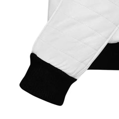 Men’s White and Black Leather Bomber Jacket