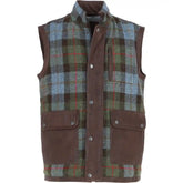 Men's Wool Plaid and Leather Trimmed Sleeveless Vest