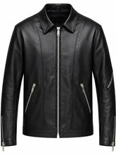 Men’s Black Classic Leather Jacket Front