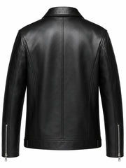 Men’s Black Classic Leather Jacket Back