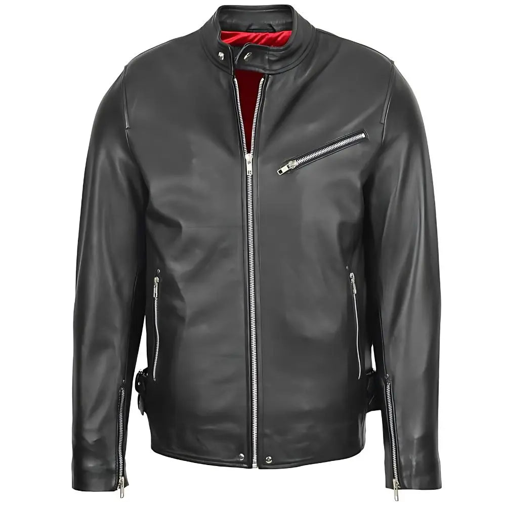 Men's Black Genuine Leather Biker Jacket