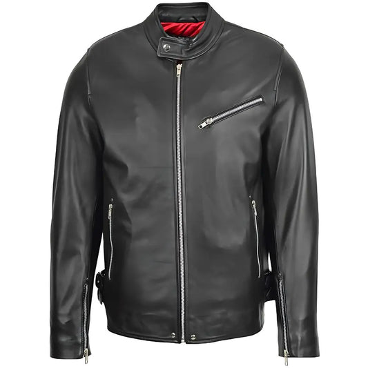 Men's Black Genuine Leather Biker Jacket