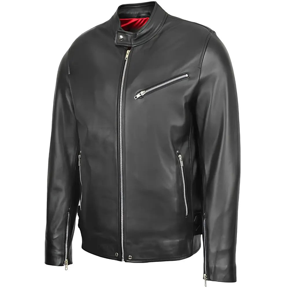 Men's Black Genuine Leather Biker Jacket