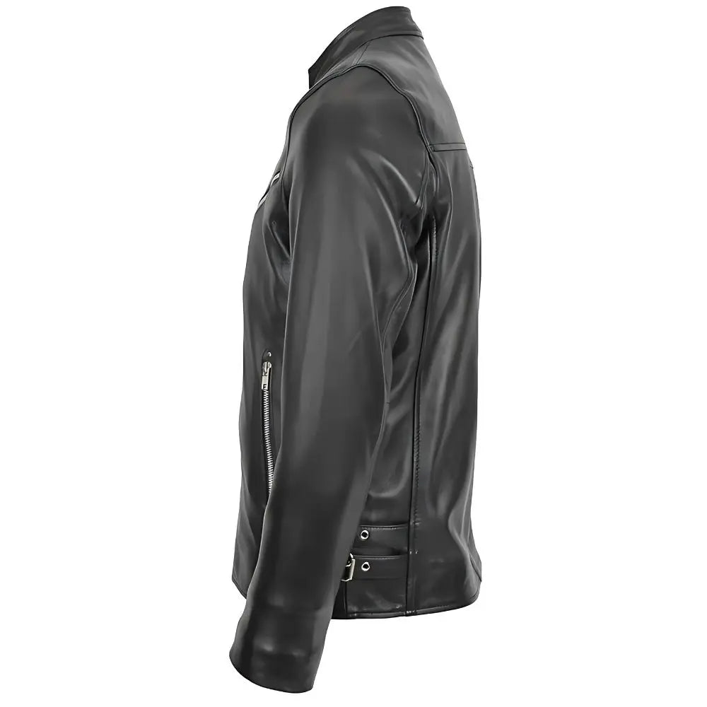 Men's Black Genuine Leather Biker Jacket