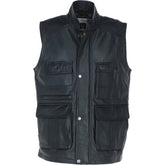 Men’s Black Multi-Pocket Leather Utility Vest