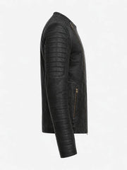 Men’s Black Padded Leather Jacket Right