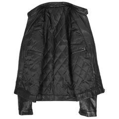 Men's Black Quilted Genuine Leather Biker Jacket