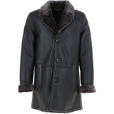 Men’s Black Shearling-Lined Leather Coat