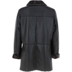 Men’s Black Shearling-Lined Leather Coat