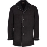 Men’s Black Shearling-Lined Suede Leather Coat