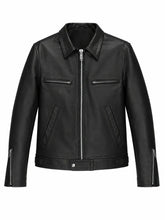 Men’s Black Slim Fit Leather Jacket Front