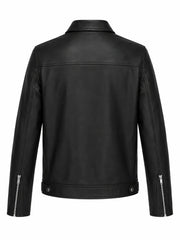 Men’s Black Slim Fit Leather Jacket Back