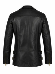 Men’s Black Vintage Leather Jacket Back