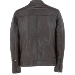 Men's Brown Quilted Shoulders Leather Jacket