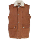 Men’s Brown Shearling-Lined Leather Vest