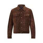 Men's Brown Suede Trucker Jacket