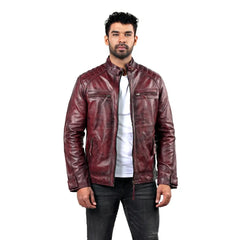 Men’s Burgundy Ravex Leather Jacket