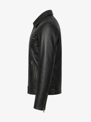 Men’s Casual Black Leather Jacket Left