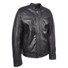Men's Charlie Black Leather Biker Jacket